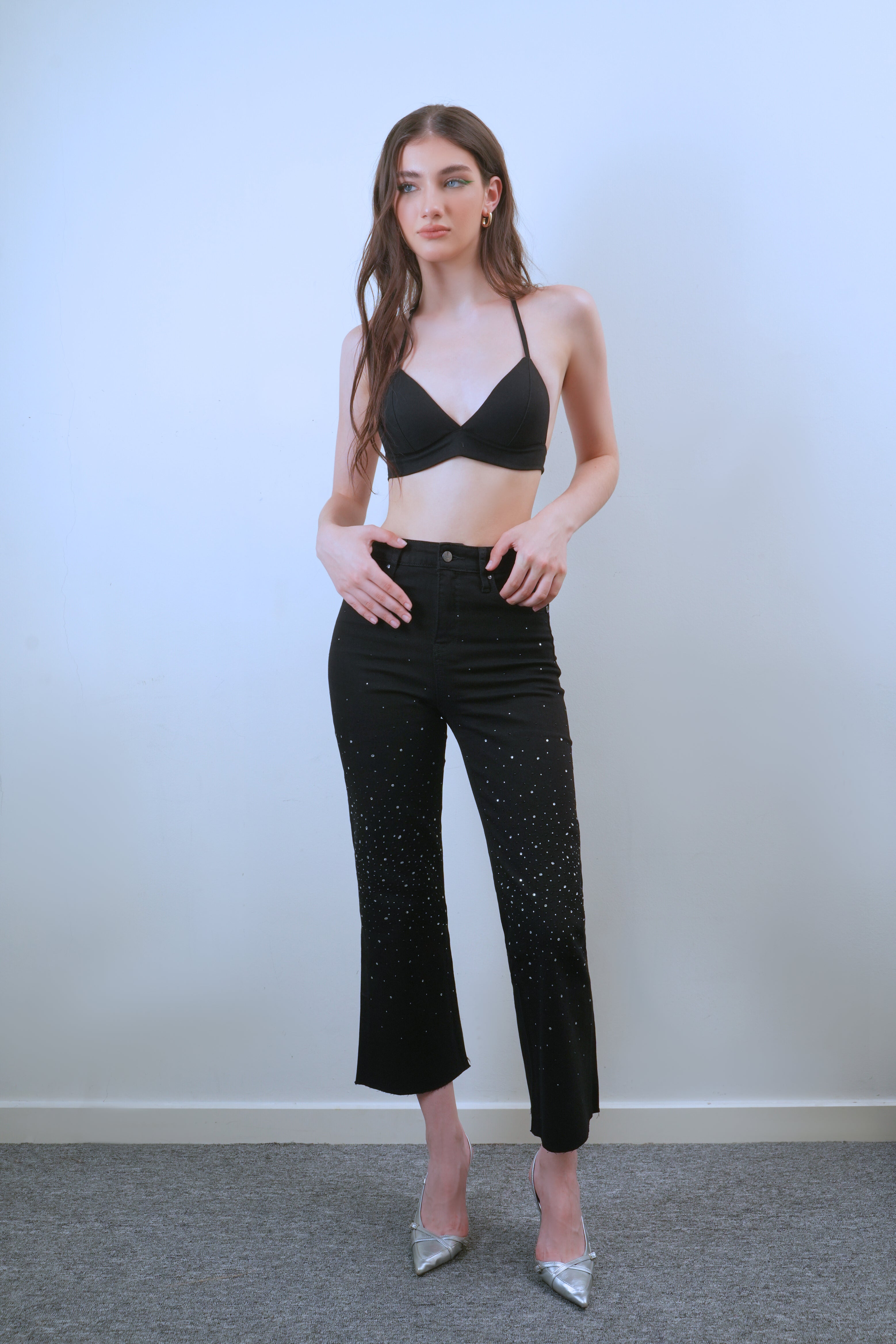High Rise Ankle Flared with Raw Hem Jeans